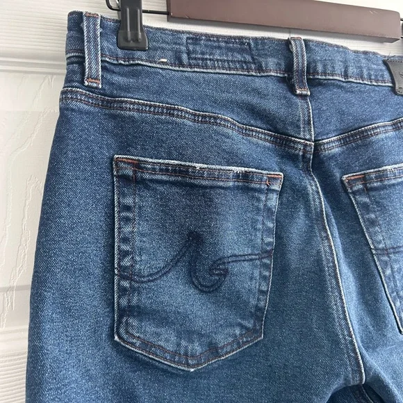 AG Adriano Goldschmied Saige Raw Hem Wide Leg Mid Rise Cotton Denim Jeans. - Picture 13 of 16